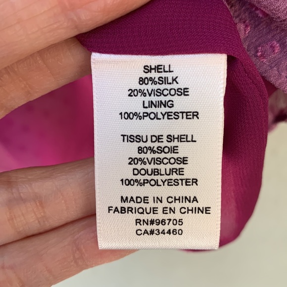 Rebecca Taylor Swiss Dot Satin Dot Ruffle Purple Blouse button down Long Sleeve - Picture 10 of 10